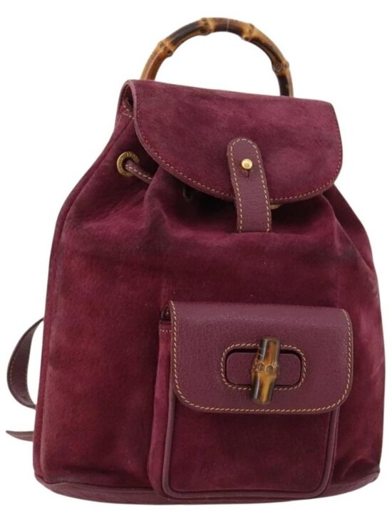 GUCCI Bamboo Backpack Suede Purple Gold 003 1705 0030 Auth BA10642 main image 8